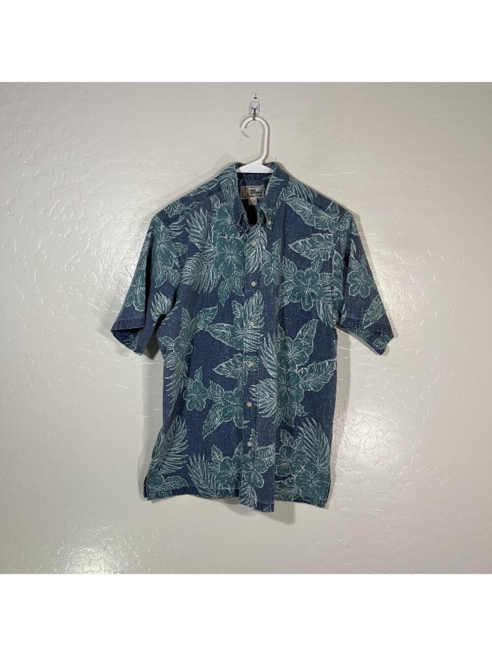 Reyn Spooner Shirt Mens Medium Blue Floral Short Sleeve Button Up Hawaiian